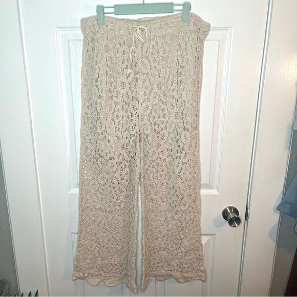 Solitaire SOLITAIRE Crochet Lace Pants Ankle Beige Natural Plus 1X NWT - Picture 3 of 12